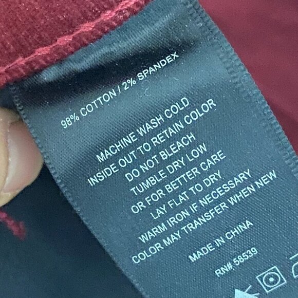 Kut from the Kloth Corduroy Pants Womens Size 8 Burgundy Red Diana Skinny - Picture 7 of 10
